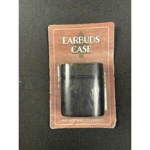 Best Brands Black Faux Leather Universal Wireless Earbuds Case New 60476